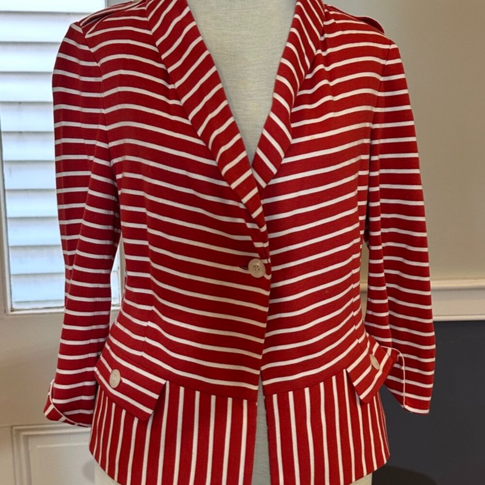 Etcetera Viscose Cardigan Red and White Stripe